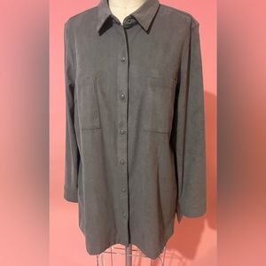 Suede snap button up